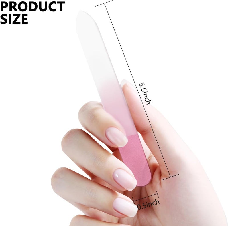 OHOO Glass Nail Files Double Side Polish Crystal Fingernail File with Case Manicure Salon Nail Care for Women Girls Pink Green Blue, 240 Grit, 3 Pack - Image 4